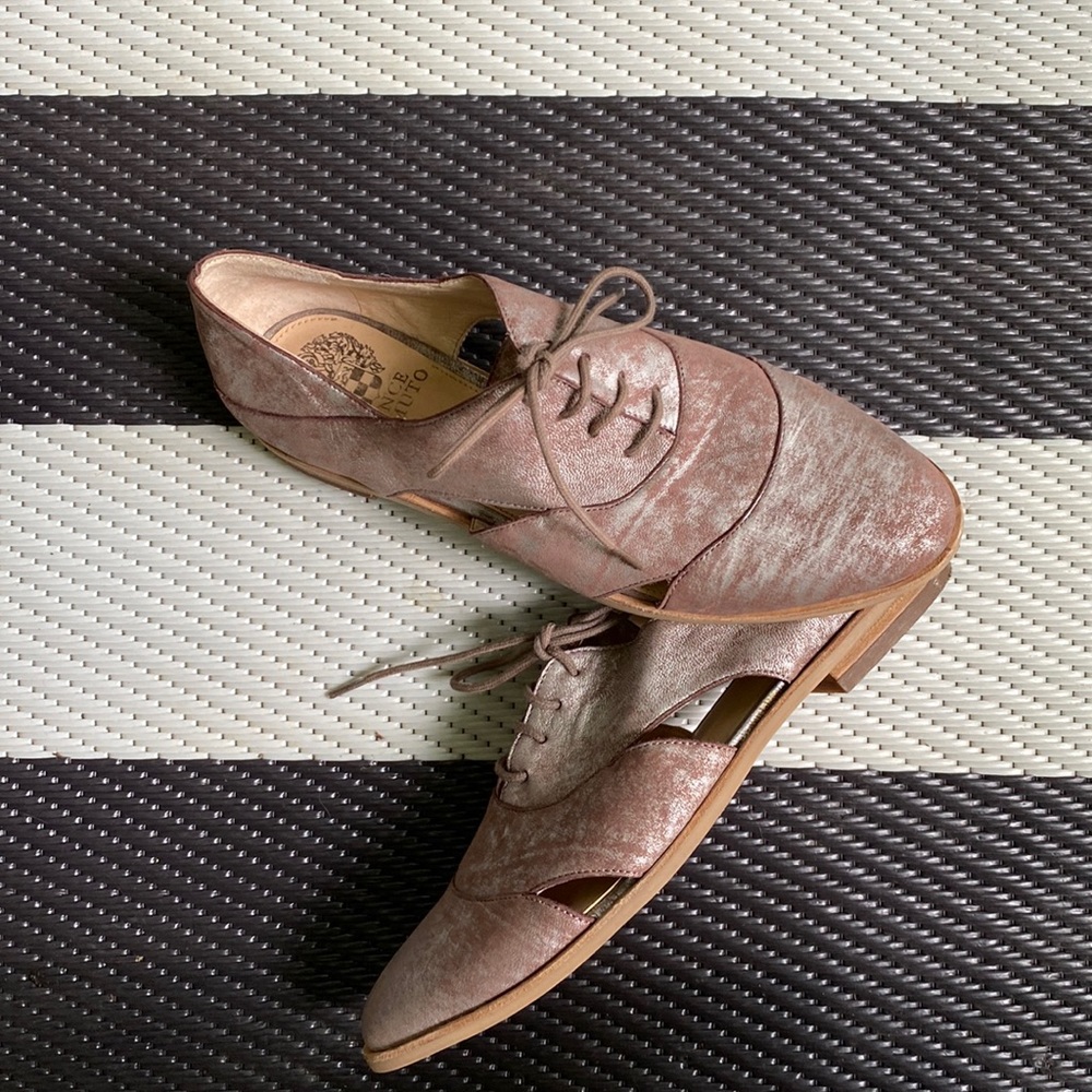 Vince Camuto Leather Metallic Cutout Oxfords